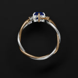 Blue Topaz Floral Bi-Metal 14k Yellow & White Gold Twist Ring Kris Averi
