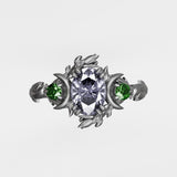 Nicole Engagement Ring with Green Emeralds in Platinum – Size 7 Kris Averi