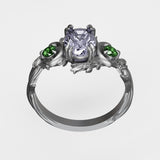 Nicole Engagement Ring with Green Emeralds in Platinum – Size 7 Kris Averi