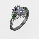 Nicole Engagement Ring with Green Emeralds in Platinum – Size 7 Kris Averi
