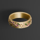 Robin’s Garden Ring in 10k Yellow Gold with Green, Purple, and Yellow Sapphire in Size 7 Kris Averi