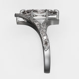 Sarah’s Custom Engagement Ring with Pave Diamonds in Split Shank and Chevron Details in Platinum - Size 5.75 Kris Averi