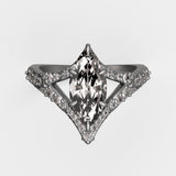 Sarah’s Custom Engagement Ring with Pave Diamonds in Split Shank and Chevron Details in Platinum - Size 5.75 Kris Averi
