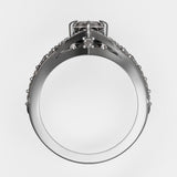 Sarah’s Custom Engagement Ring with Pave Diamonds in Split Shank and Chevron Details in Platinum - Size 5.75 Kris Averi