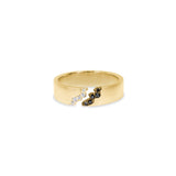 Abyss Chasm Band Ring with White and Black Diamond Pave Kris Averi Yellow Gold 4