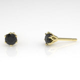 Aedis Fleur Stud Earrings with Black Diamonds Kris Averi Yellow Gold