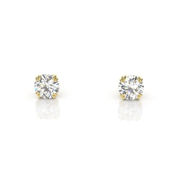 Arcus Vine Stud Earrings with White Diamonds Kris Averi Yellow Gold 
