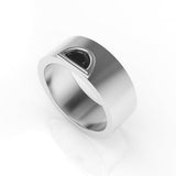 Astria Half Moon Band Ring with a Black Diamond Kris Averi Sterling Silver 4