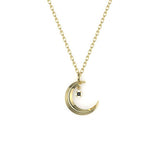 Astria Luna Charm Pendant with a Black Diamond Kris Averi Yellow Gold 1.1mm, 18"