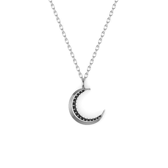 Astria Luna Pendant with Black Diamonds Kris Averi Sterling Silver 1.1mm, 18" 