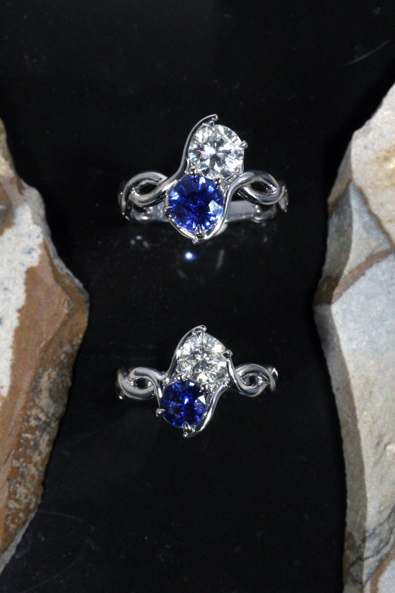 Ceylon Sapphire and Diamond Engagement Ring Celtic Inspired Rings Kris Averi 