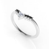 Dione Calypso Band Ring with White and Black Diamonds Kris Averi White Gold 4
