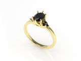 Dione Calypso Ring with an Oval Black Diamond and Side Stones Kris Averi