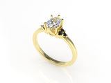 Dione Calypso Ring with an Oval White Diamond and Black Diamonds Kris Averi