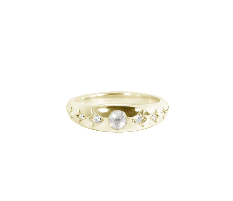 Niyol Orb Ring with White Diamonds Kris Averi Yellow Gold 4 
