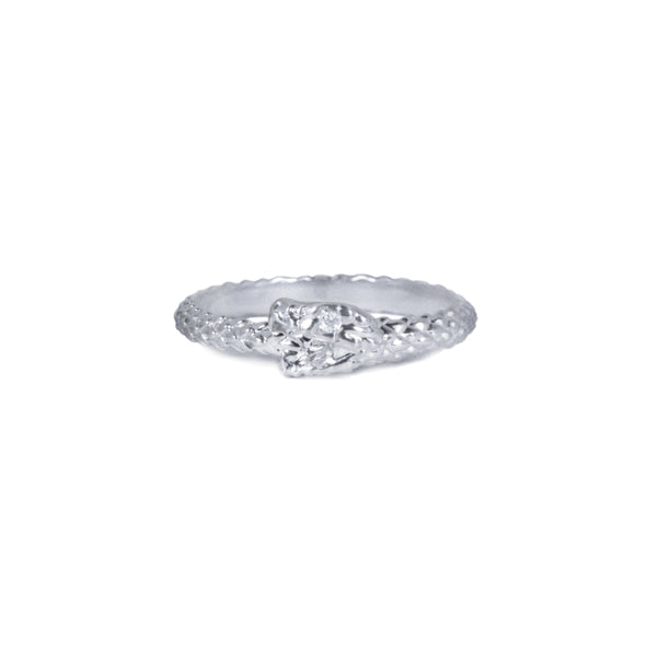 Sauvage Ouroboros Ring with an Eye of White Diamond Kris Averi Sterling Silver 4 