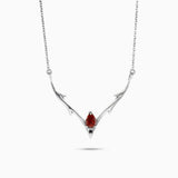 Valk Apex Pendant with a Pear-Shaped Garnet Kris Averi Sterling Silver 1.1mm, 18"