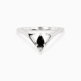 Valk Apex Ring with a Black Spinel and White Diamond Kris Averi
