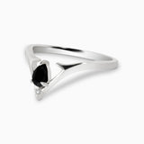 Valk Apex Ring with a Black Spinel and White Diamond Kris Averi