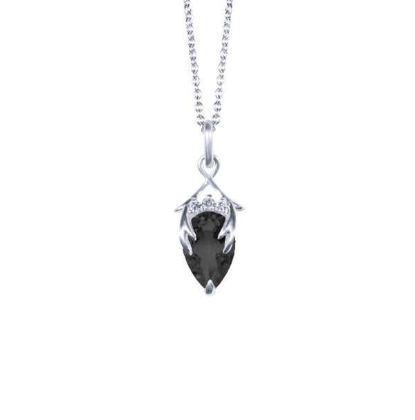 Valk Briar Pendant with a Black Spinel and White Diamonds Kris Averi Sterling Silver 