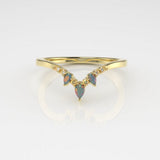 Valk Eir Band Ring with Opals and White Diamonds Kris Averi Yellow Gold 4