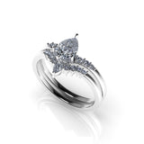 Valk Estel Basket Ring with a Pear-Shaped White Diamond and Pave Kris Averi
