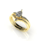 Valk Estel Basket Ring with a Pear-Shaped White Diamond and Pave Kris Averi