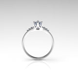 Valk Estel Basket Ring with a Pear-Shaped White Diamond and Pave Kris Averi