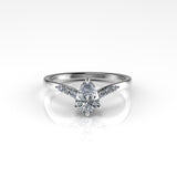 Valk Estel Basket Ring with a Pear-Shaped White Diamond and Pave Kris Averi White Gold Lab Diamond 4