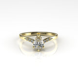 Valk Estel Basket Ring with a Pear-Shaped White Diamond and Pave Kris Averi Yellow Gold Lab Diamond 4