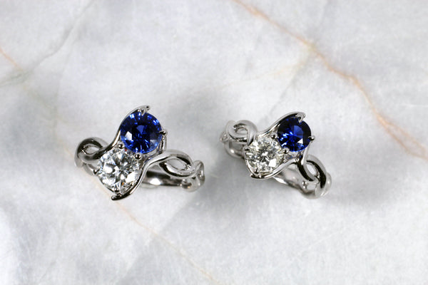 Ceylon Sapphire and Diamond Engagement Ring Celtic Inspired Rings by Kris Averi