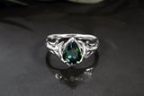 Bi Color Sapphire Elvish & Crescent Moon Inspired Engagement Ring Kris Averi 