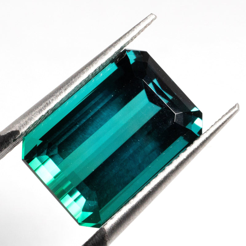 Blue Green Emerald Cut Brazilian Tourmaline 9.84 Ct Kris Averi 