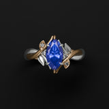 Blue Topaz Floral Bi-Metal 14k Yellow & White Gold Twist Ring Kris Averi 
