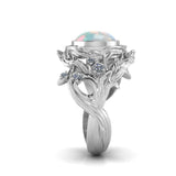 Ember’s Ancient Tree Rainbow Moonstone Ring in Platinum with Lab Diamonds Kris Averi 