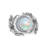 Ember’s Ancient Tree Rainbow Moonstone Ring in Platinum with Lab Diamonds Kris Averi 