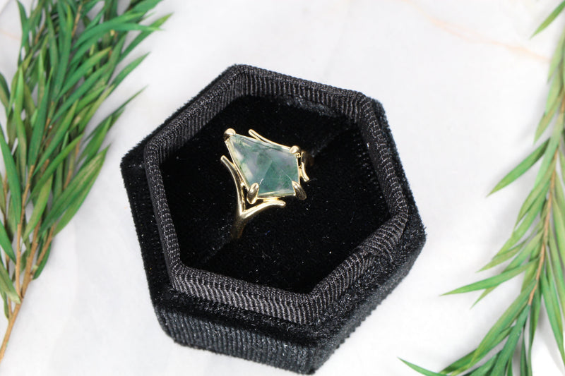 Kit Rosecut Moss Agate Yellow Gold Ring Kris Averi 