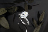 Oval Diamond Solitaire with Pavé in Platinum Kris Averi 