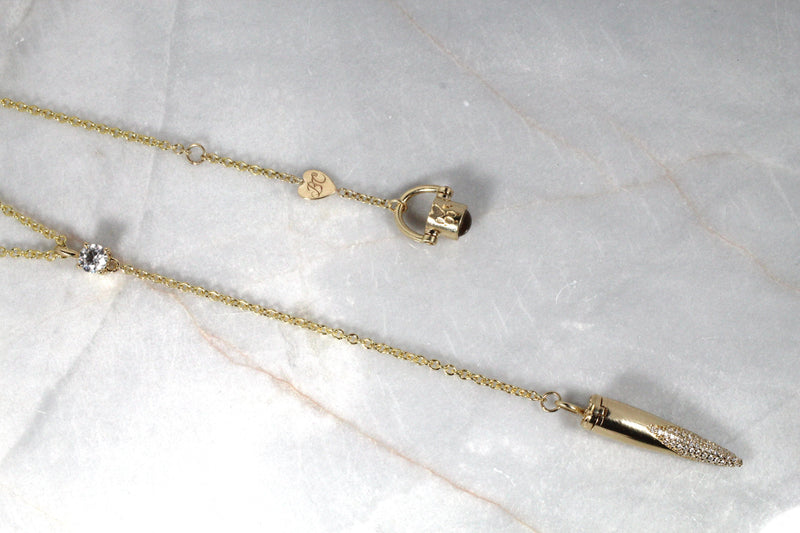 Pavé Dagger Memorial Necklace in Yellow Gold Kris Averi 