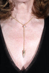 Pavé Dagger Memorial Necklace in Yellow Gold Kris Averi 