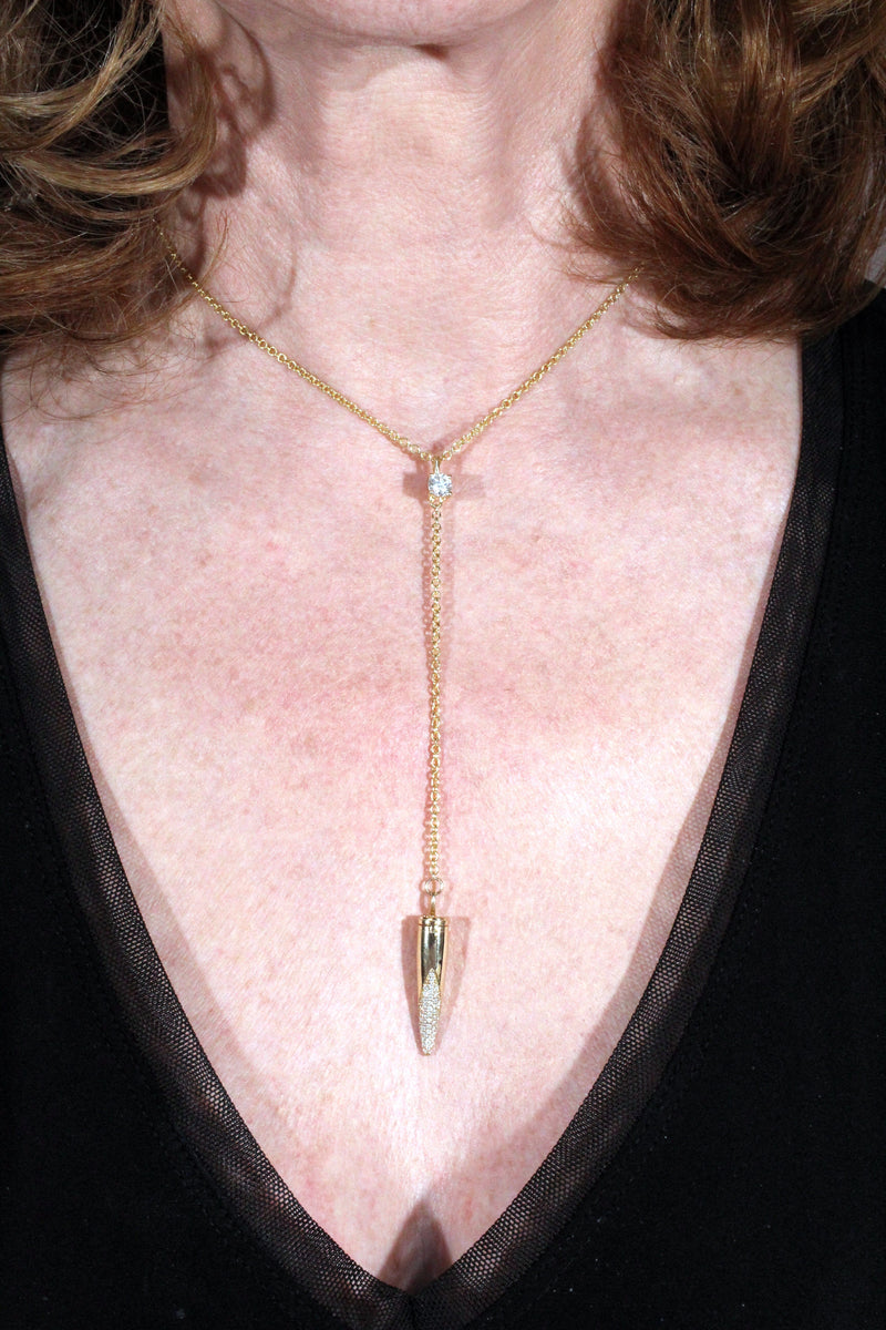 Pavé Dagger Memorial Necklace in Yellow Gold Kris Averi 