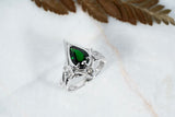 Pear Green Chrome Tourmaline Ring with Celtic and Art Nouveau Inspiration Kris Averi 