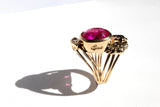 Pink Stone Memorial Ring with a Winged Atomical Heart and Diamond Eye of Protection Kris Averi 