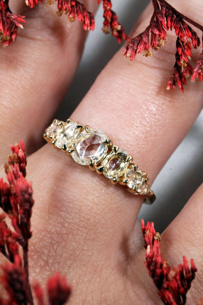 Rose Cut Multi Diamond Ring in Yellow Gold Kris Averi 