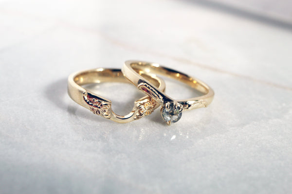 Salt & Pepper Scorpion Interlock Wedding Ring Set Kris Averi 