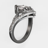 Sarah’s Custom Engagement Ring with Pave Diamonds in Split Shank and Chevron Details in Platinum - Size 5.75 Kris Averi 