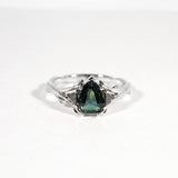 Shield-Cut Parti Sapphire & Salt & Pepper Trillion Diamond Ring Kris Averi 
