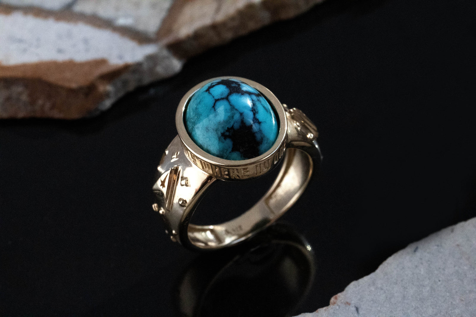 Signet Star Trek Inspired Turquoise and Yellow Gold Ring – Kris Averi