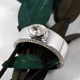 The Pavé Knife-Edge Oval Diamond Wedding Band Ring Kris Averi 
