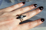 Two-Tone Victorian-Inspired Memento Mori Memorial Ring with White and Black Diamond Kris Averi 